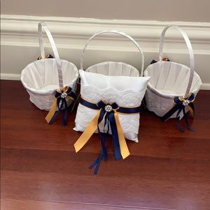 Blue&Gold flower girl baskets/ring bearer pillow